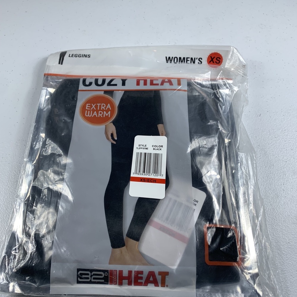 32 Degrees Cozy Heat Leggings Women's XS Black Stretch Full Length High Rise NWT